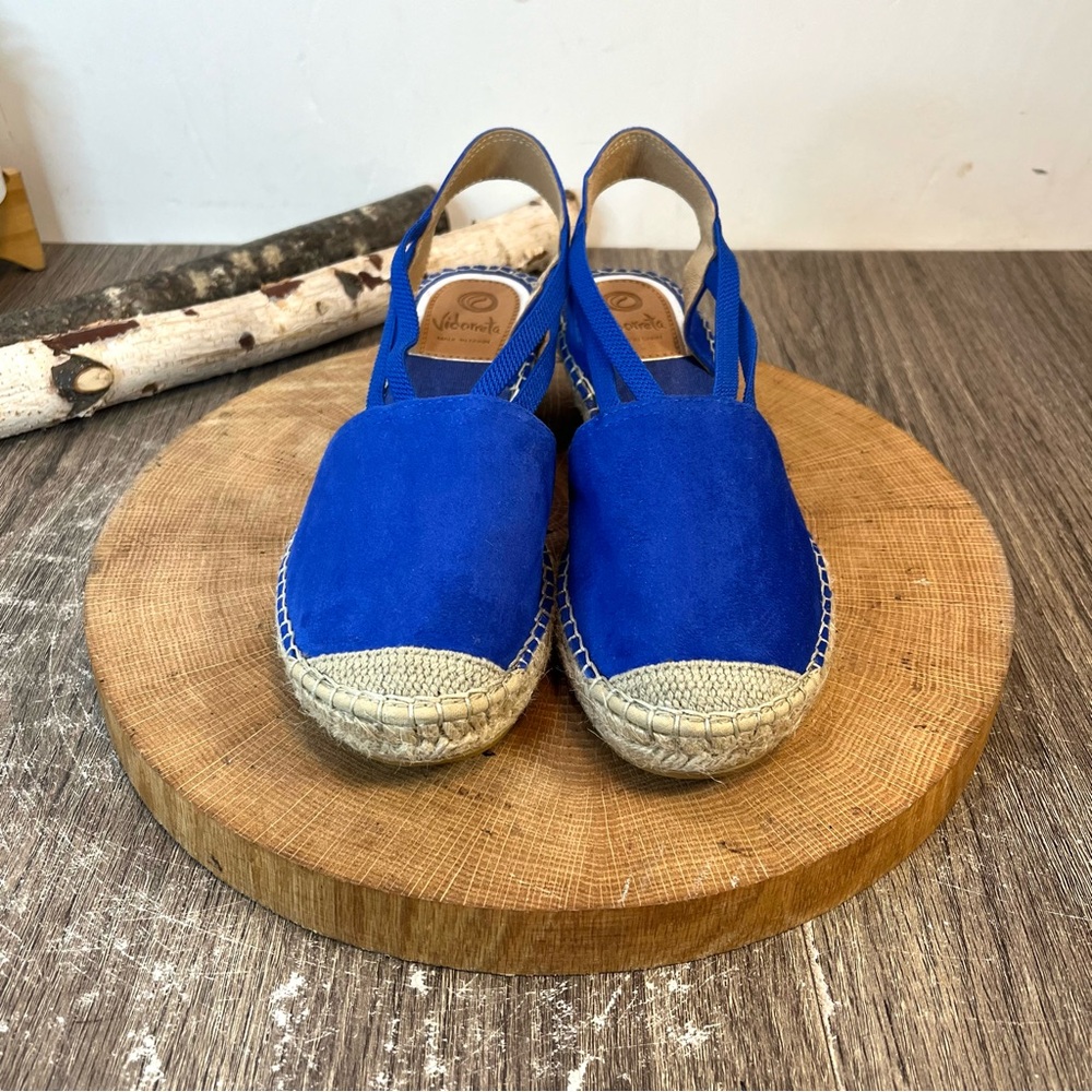 *NWOB Vidorreta | Blue Suede Slingback Wedge Espadrilles Size 37